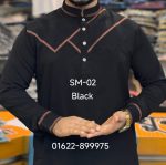 স্টাইলিশ কফ হাতা পাঞ্জাবী= SM-02 (কালো)